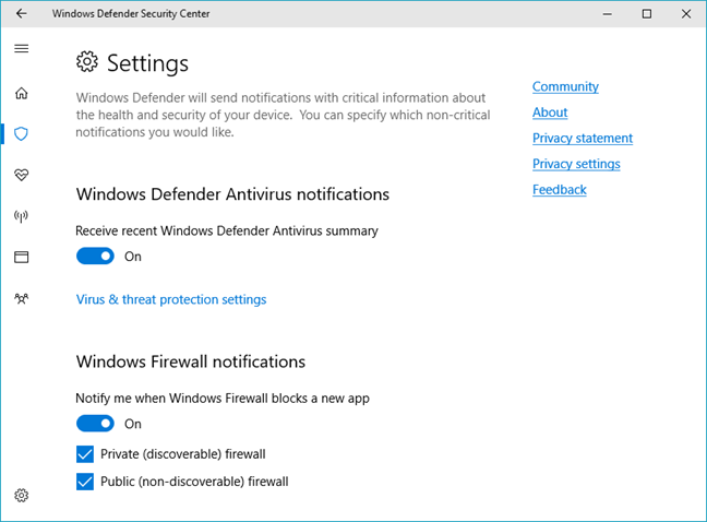 Windows Defender Security Center