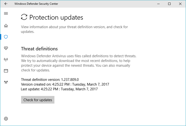 Windows Defender Security Center