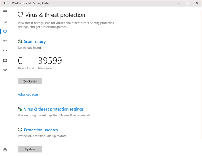 Windows Defender Security Center