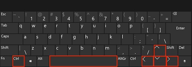 Ctrl, Spacebar, and the arrow keys are used to select nonadjacent items