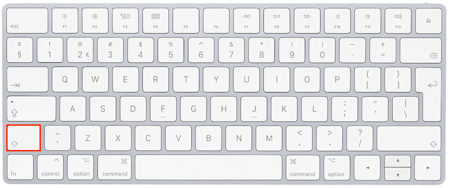 The Shift key on a Mac keyboard