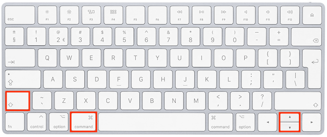 Use Command, Shift, and the up and down arrow keys to extend your selection until the beginning or the end of the document