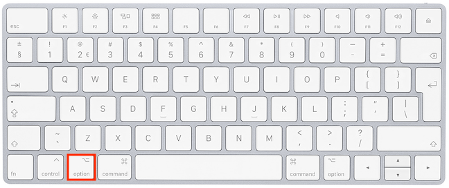 The Option key on a Mac keyboard