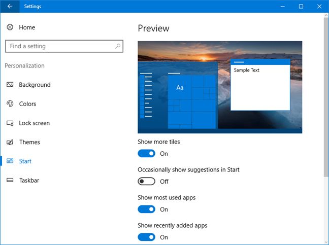 Windows 10, Settings, app, features