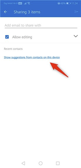 Show suggestions from contacts on this device