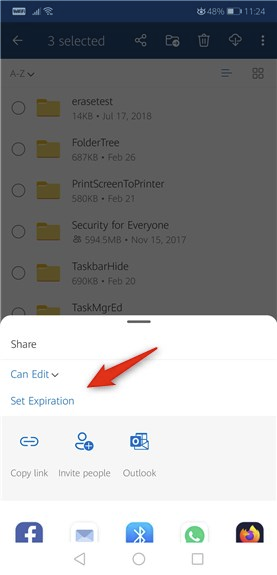 Set Expiration for the share