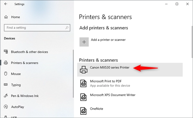 Select the printer to share