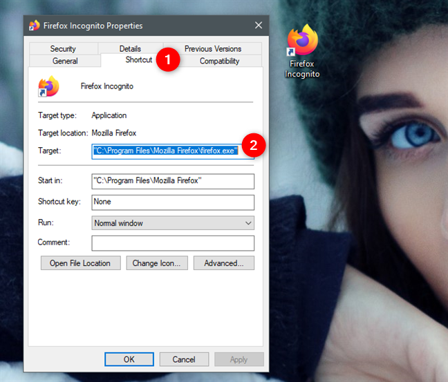 windows add command line arguments to shortcut