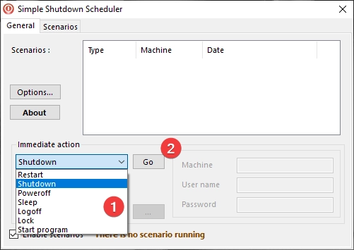 Immediate action in Simple Shutdown Scheduler