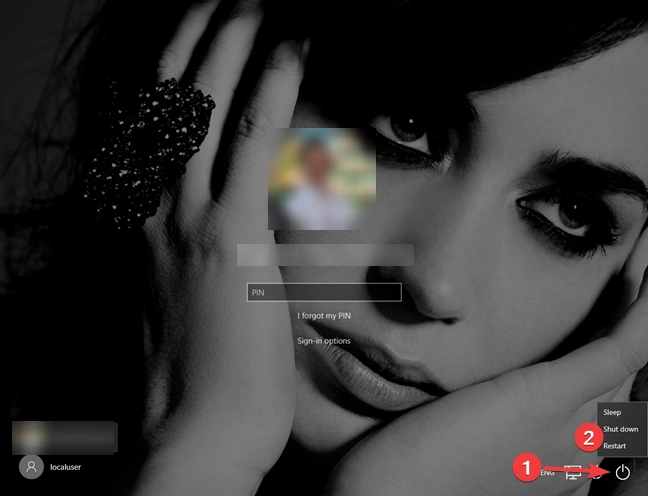 Shut down or restart Windows 10 from the lock screen