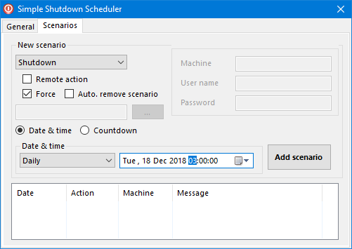 Add a new scenario in Simple Shutdown Scheduler