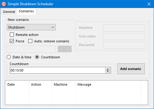 Choose a Countdown scenario in Simple Shutdown Scheduler