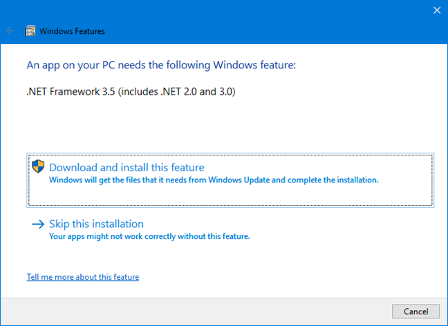 Installation of Microsoft .NET Framework 3.5