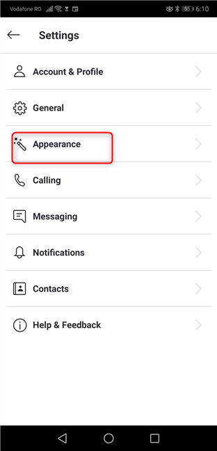 Go to Skype's Appearance settings