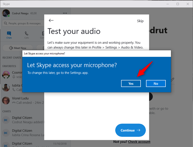 Let Skype access your microphone