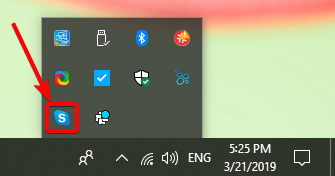 The Skype icon in the Windows system tray