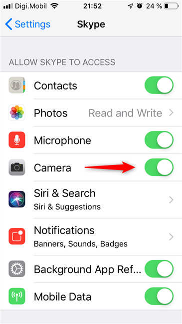 Letting Skype use the camera in iOS