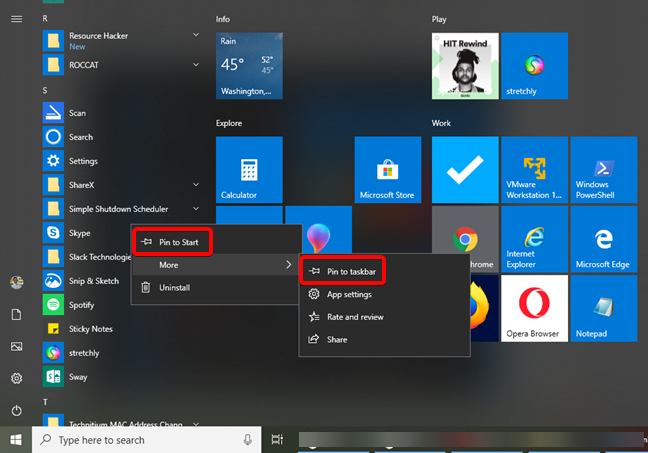 Pin to Start and Pin to taskbar the Skype app in Windows 10