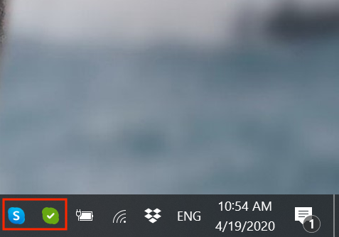 The desktop app icon in the system tray is green
