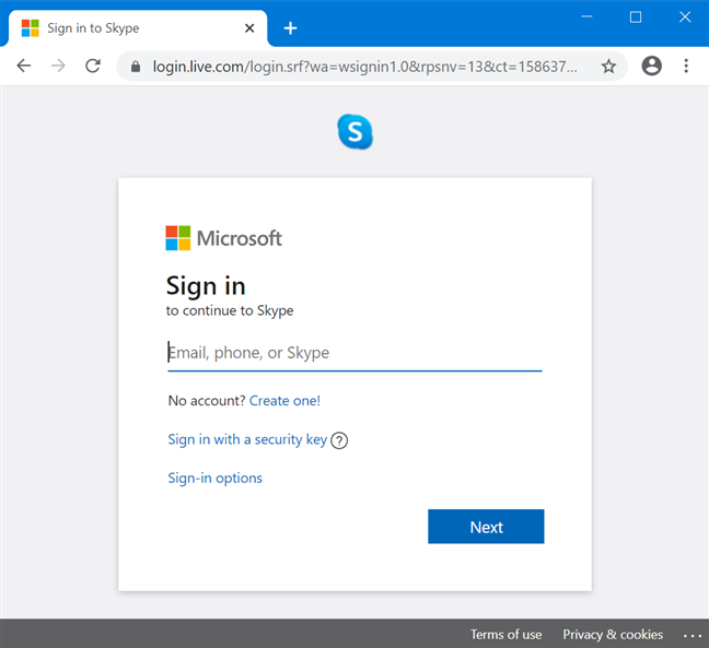 log in web skype