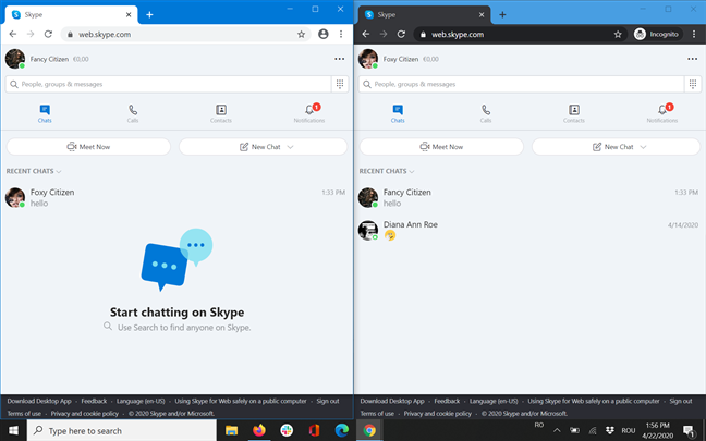Access multiple Skype accounts from the same browser by going incognito
