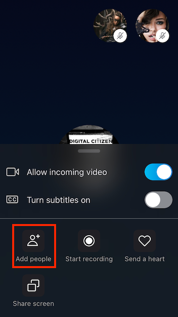 Press Add people to invite more participants