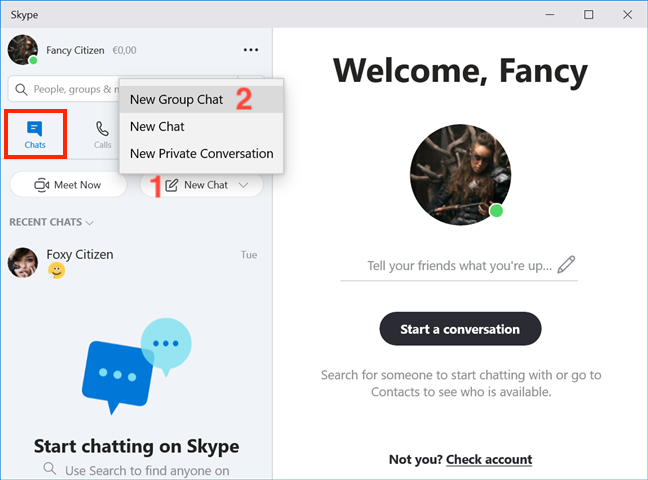 Create a New Group Chat from the Chats tab