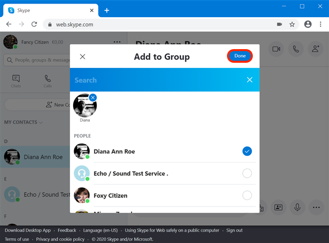 Choose which contacts you add to the group