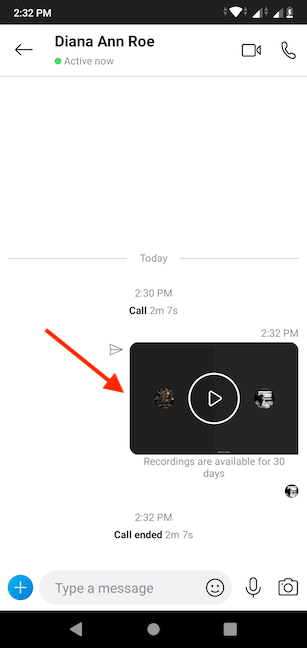 Skype posts the recording for you in the chat window