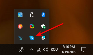 Open Skype from the system tray