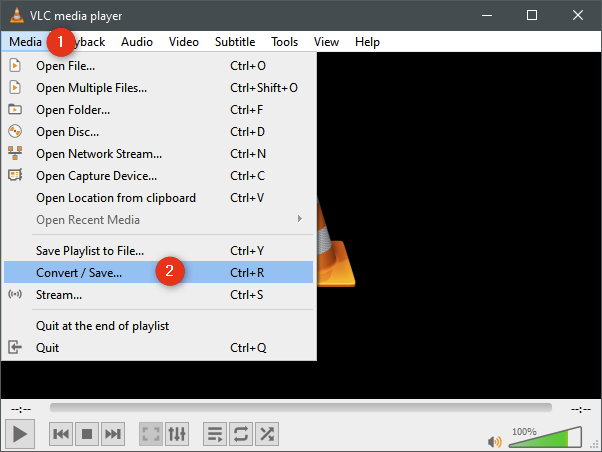 The Convert / Save option from the Media menu in VLC
