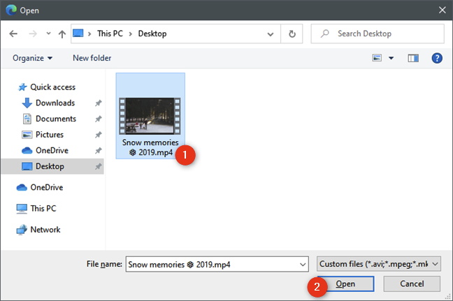 Selecting the video file to shrink