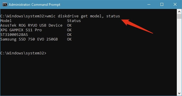 Windows 10 lets you check the SMART status of your drives