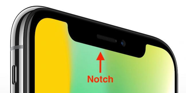 The notch on an iPhone X