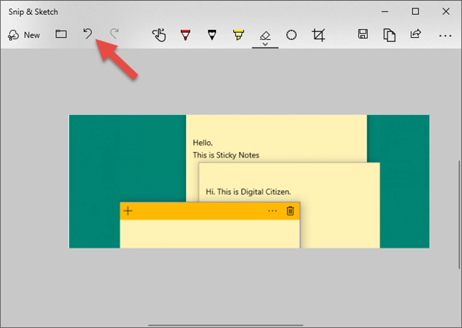 The Undo button in Snip &amp; Sketch