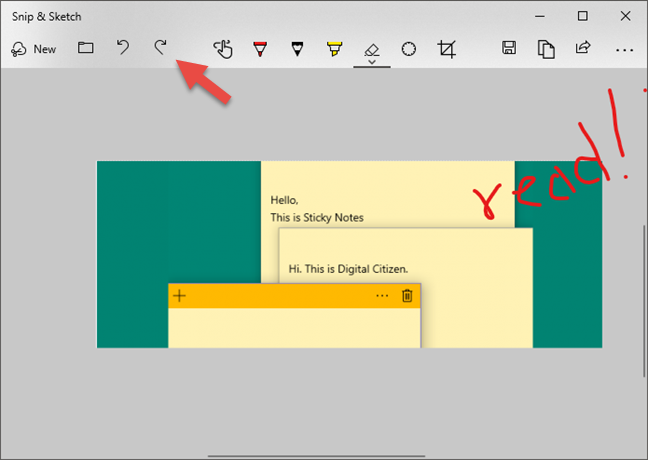 The Redo button in Snip &amp; Sketch