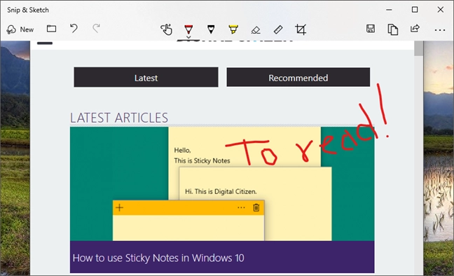 Annotation in Snip &amp; Sketch