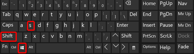 keyboard shortcut for snipping tool windowss 7