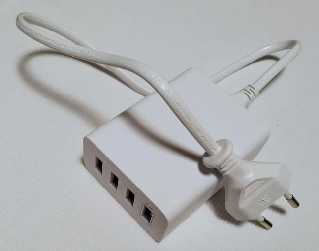 The Sony CP-AD2M4 charger with the power cord plugged in