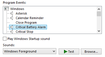 sounds, sound scheme, played, when, Windows