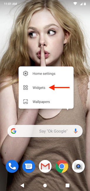 Tap on Widgets from the Home screen menu