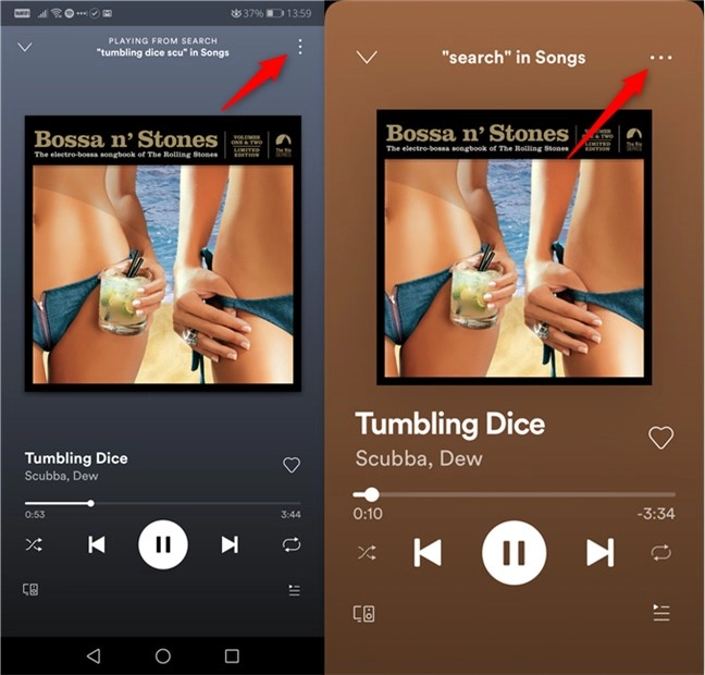 The options button from Spotify for Android and iPhone