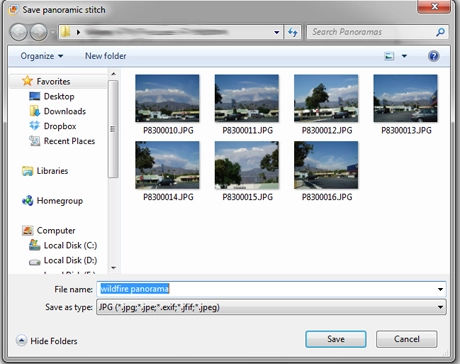 Windows Photo Gallery, panoramas, pictures