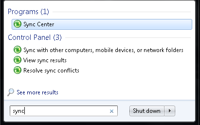 Sync Center in Windows 7