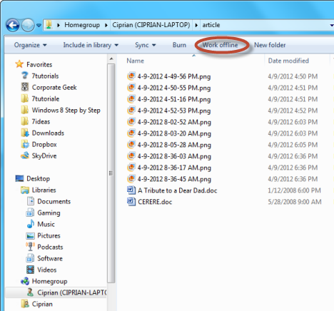 Offline Files in Windows 7
