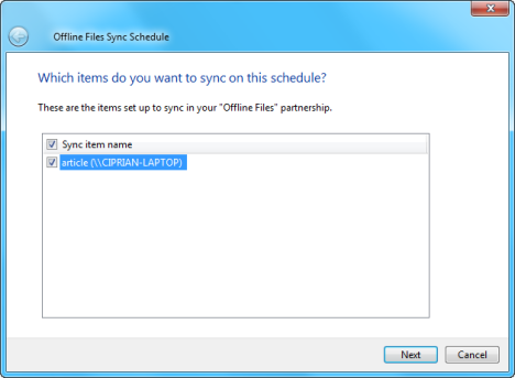 Sync Center Schedule in Windows 7