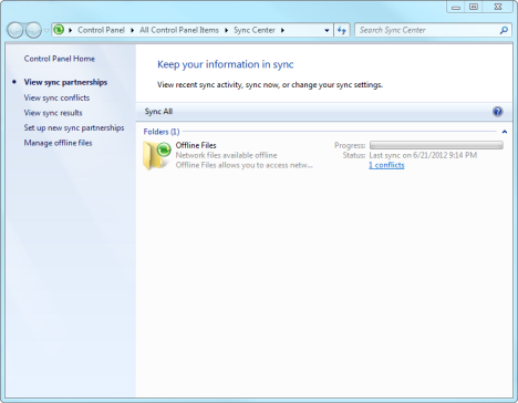 Sync Center in Windows 7