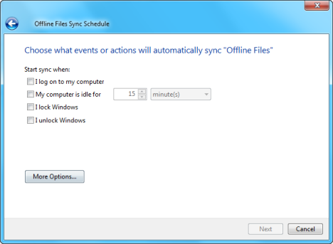 Sync Center Schedule in Windows 7