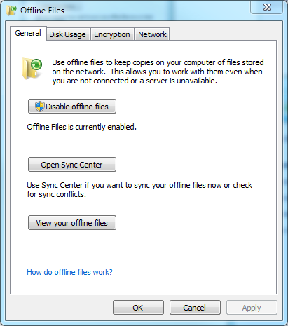 Offline Files in Windows 7