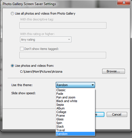 Windows Photo Gallery screensaver